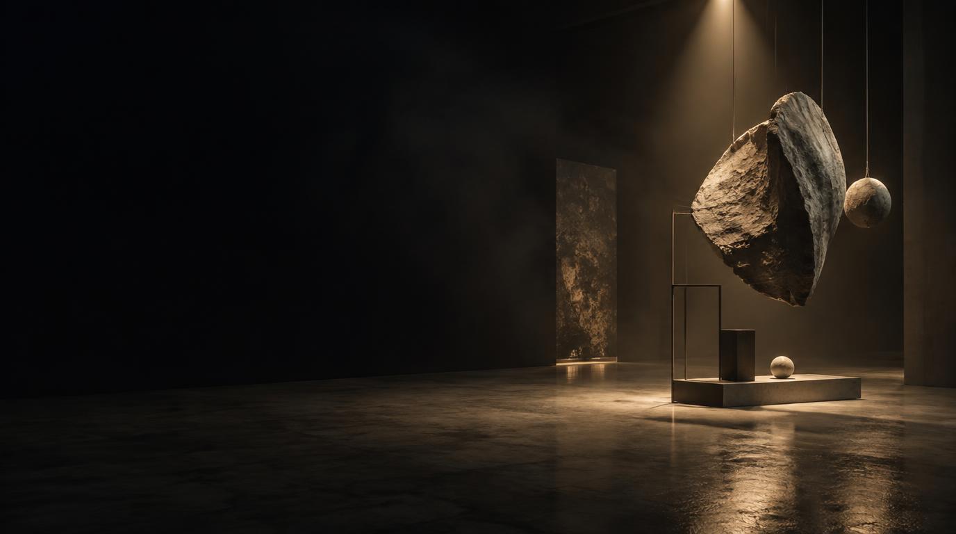Installation d'art contemporain dans une galerie sombre